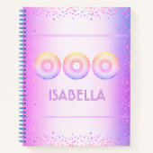 Lila, rosa Regenbogen-Donuts fett moderner Glitzer Notizblock (Vorderseite)