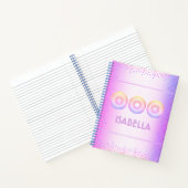 Lila, rosa Regenbogen-Donuts fett moderner Glitzer Notizblock (Innenseite)