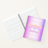 Lila, rosa Regenbogen-Donuts fett moderner Glitzer Notizblock (Innenseite)