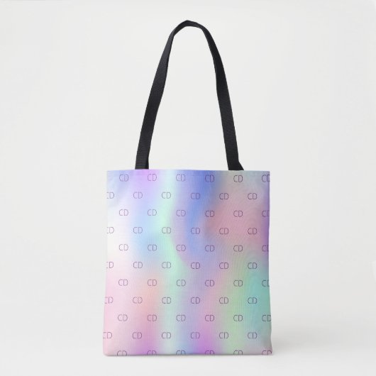 Lila, rosa Regenbogen-Monogramm Tasche (Vorderseite)