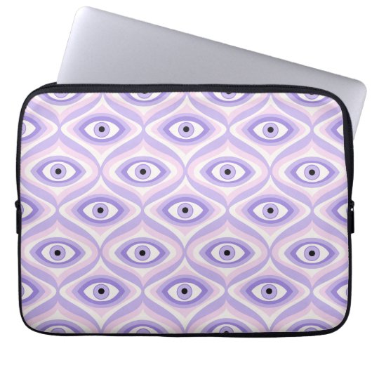 Lila rosa Retro-Mode mit Augenmuster Laptopschutzhülle (Vorderseite)