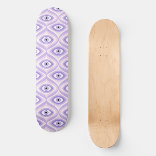 Lila rosa Retro, modern, mit  Augenmuster Skateboard (Vorderseite)
