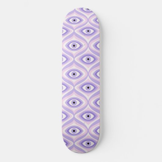 Lila rosa Retro, modern, mit  Augenmuster Skateboard (Vorderseite)