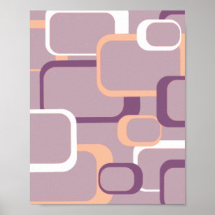 Lila rosa Retro-Quadrat-Muster Poster