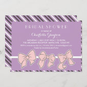Lila Rosa Ribbons Bows Bridal Dusche Einladung (Vorne/Hinten)