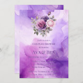 Lila Rosa Rose Alkohol Garden Paare Dusche Einladung (Vorne/Hinten)