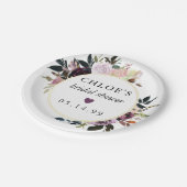 Lila Rosa Rose Brautparty Pappteller (Schrägansicht)