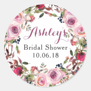 Lila Rosa Rose Brautparty Vielen Dank Runder Aufkleber