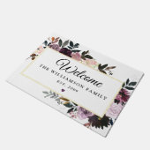 Lila Rosa-Rose-Empfang Fußmatte (Schrägansicht)