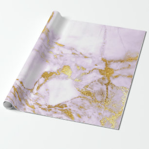 Lila Rosa Rose Gold Pastell Weißer Marmor Shiny Geschenkpapier