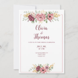 lila rosa Rosen Moderne Hochzeitskarte Einladung