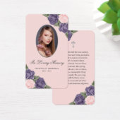 Lila rosa Rosen Silberkreuz Beerdigungskarte (Schreibtisch)