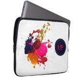 Lila rosa Rot-Gold-Nailpolis-Spritzer-Monogramm Laptopschutzhülle (Vorne Rechts)