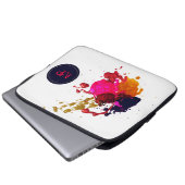 Lila rosa Rot-Gold-Nailpolis-Spritzer-Monogramm Laptopschutzhülle (Vorne Knopf)