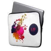 Lila rosa Rot-Gold-Nailpolis-Spritzer-Monogramm Laptopschutzhülle (Vorderseite Links)