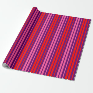 Lila Rosa Rot Vertikal Streifen Design Geschenkpapier