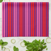 Lila Rosa Rot Vertikal Streifen Design   Geschirrtuch (Gefaltet)