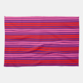 Lila Rosa Rot Vertikal Streifen Design   Geschirrtuch (Horizontal)