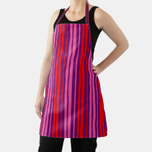 Lila Rosa Rot Vertikal Streifen Design Schürze