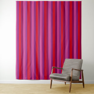 Lila Rosa Rot Vertikal Streifen Design Wandteppich