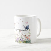 Lila Rosa Rote Blumen Schmetterlinge   Kaffeetasse (VorderseiteRechts)