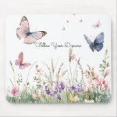 Lila Rosa Rote Blumen Schmetterlinge   Mousepad (Vorne)