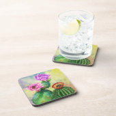 Lila rosa rote Kaktus Blume Untersetzer Malerei (Rechte Seite)