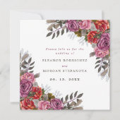 Lila Rosa rote Rose Bouquet Hochzeitsreise Einladung (Vorderseite)