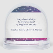 Lila Rosa Rustikales Holz Schneeflocken Weihnachts Schneekugeln (Rückseite)