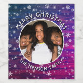 Lila Rosa Rustikales Holz Schneeflocken Weihnachts Weinetikett (Einzelnes Label)