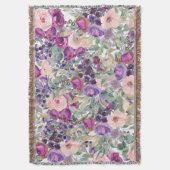 Lila Rosa-Sage Grüne Boho-Blume Decke (Vorderseite Vertikal)
