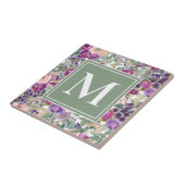 Lila Rosa-Sage Grüne Boho-Blume Fliese (Seite)