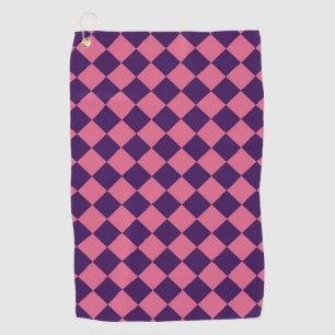 Lila Rosa Schachbrett-Diamant-Muster Golfhandtuch