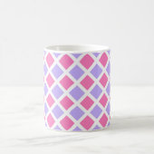 Lila Rosa Schachbrett-Diamant-Muster Kaffeetasse (Mittel)
