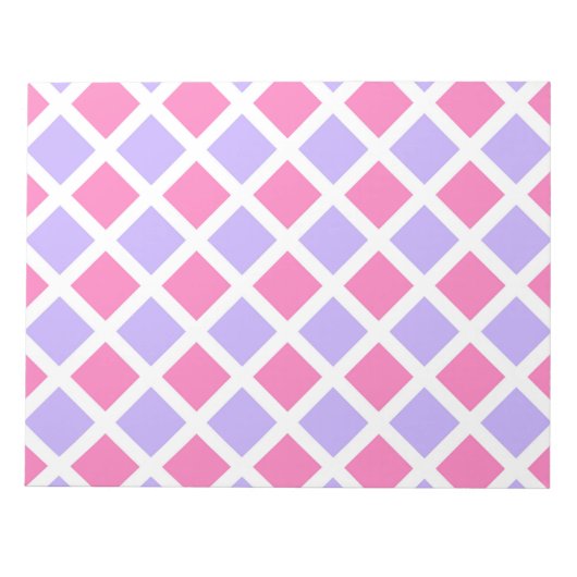 Lila Rosa Schachbrett-Diamant-Muster Notizblock (Vorderseite)
