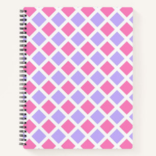 Lila Rosa Schachbrett-Diamant-Muster Notizblock