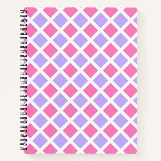 Lila Rosa Schachbrett-Diamant-Muster Notizblock (Vorderseite)