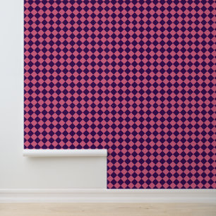 Lila Rosa Schachbrett-Diamant-Muster Tapete