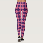 Lila rosa Schachbrett Diamantmuster Leggings (Rückseite)