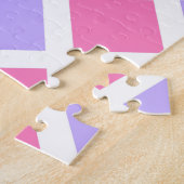 Lila Rosa Schachbrett-Diamantmuster Puzzle (Seite)