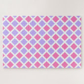 Lila Rosa Schachbrett-Diamantmuster Puzzle (Horizontal)