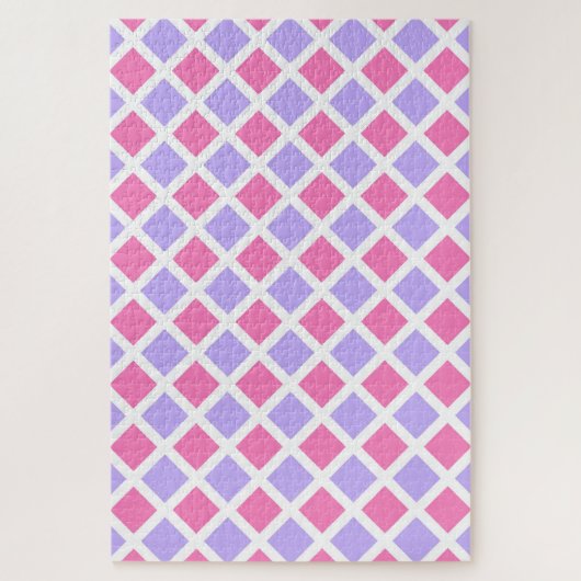 Lila Rosa Schachbrett-Diamantmuster Puzzle (Vertikal)