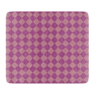 Lila Rosa Schachbrett-Diamantmuster Schneidebrett