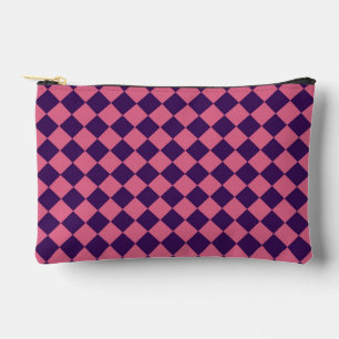 Lila rosa Schachbrett Diamantmuster Zubehörtasche