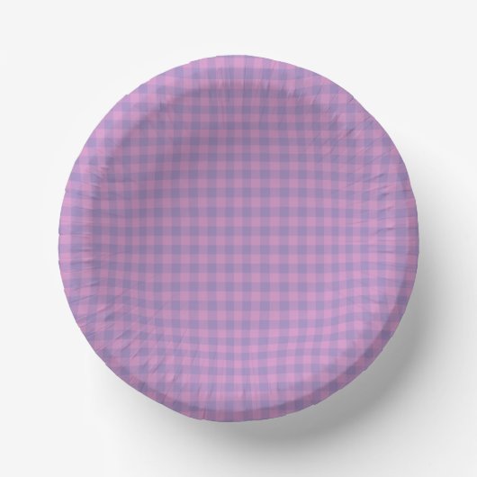 Lila Rosa Schachbrettmuster Pappteller (Vorderseite)