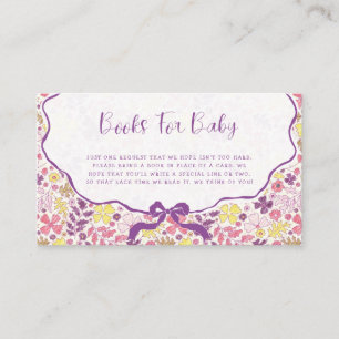 Lila Rosa Schleife Wildblumen Blüten Baby Shower Begleitkarte