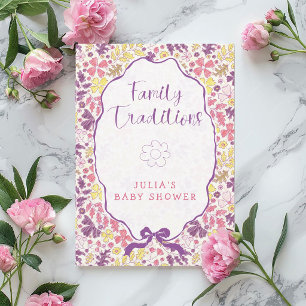 Lila Rosa Schleife Wildblumen Blüten Baby Shower Einladung