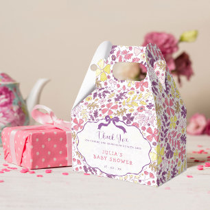Lila Rosa Schleife Wildblumen Blüten Baby Shower Geschenkschachtel