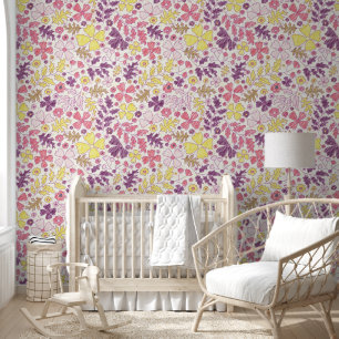 Lila Rosa Schleife Wildblumen Blüten Baby Shower Tapete