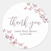 Lila & rosa Schmetterling Baby Dusche Sticker (Vorderseite)